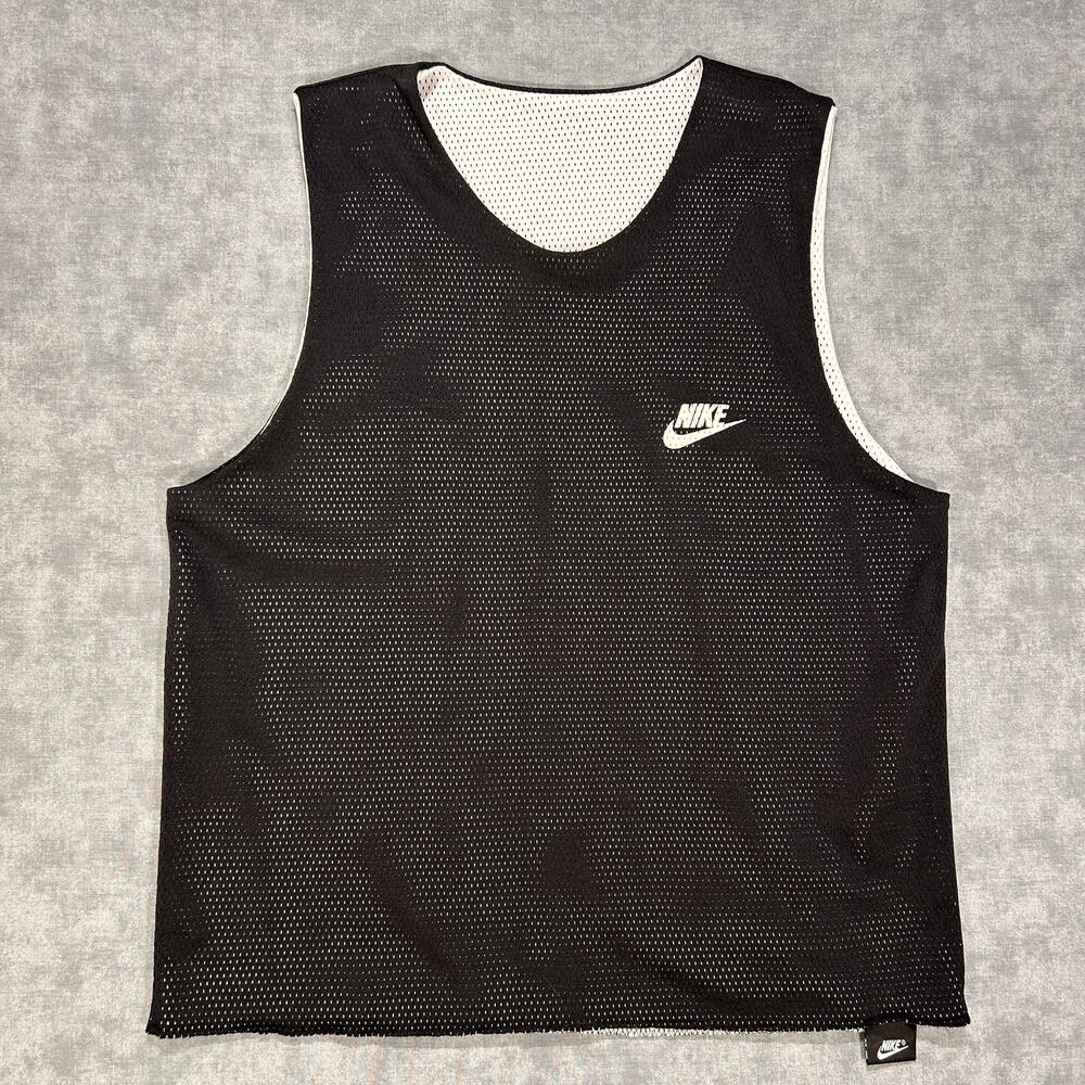 Vintage 2000s Nike Reversible Pinnie Jersey Mesh Mens Large White Black